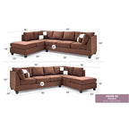Malone 111 in. Suede 4-Seater Sectional Sofa with 2-Throw Pillow - 111 L x 78 W x 34 H