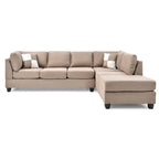 Malone 111 in. Suede 4-Seater Sectional Sofa with 2-Throw Pillow - 111 L x 78 W x 34 H