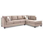 Malone 111 in. Suede 4-Seater Sectional Sofa with 2-Throw Pillow - 111 L x 78 W x 34 H