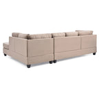 Malone 111 in. Suede 4-Seater Sectional Sofa with 2-Throw Pillow - 111 L x 78 W x 34 H