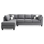 Malone 111 in. Suede 4-Seater Sectional Sofa with 2-Throw Pillow - 111 L x 78 W x 34 H