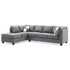 Malone 111 in. Suede 4-Seater Sectional Sofa with 2-Throw Pillow - 111 L x 78 W x 34 H
