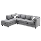 Malone 111 in. Suede 4-Seater Sectional Sofa with 2-Throw Pillow - 111 L x 78 W x 34 H