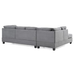 Malone 111 in. Suede 4-Seater Sectional Sofa with 2-Throw Pillow - 111 L x 78 W x 34 H