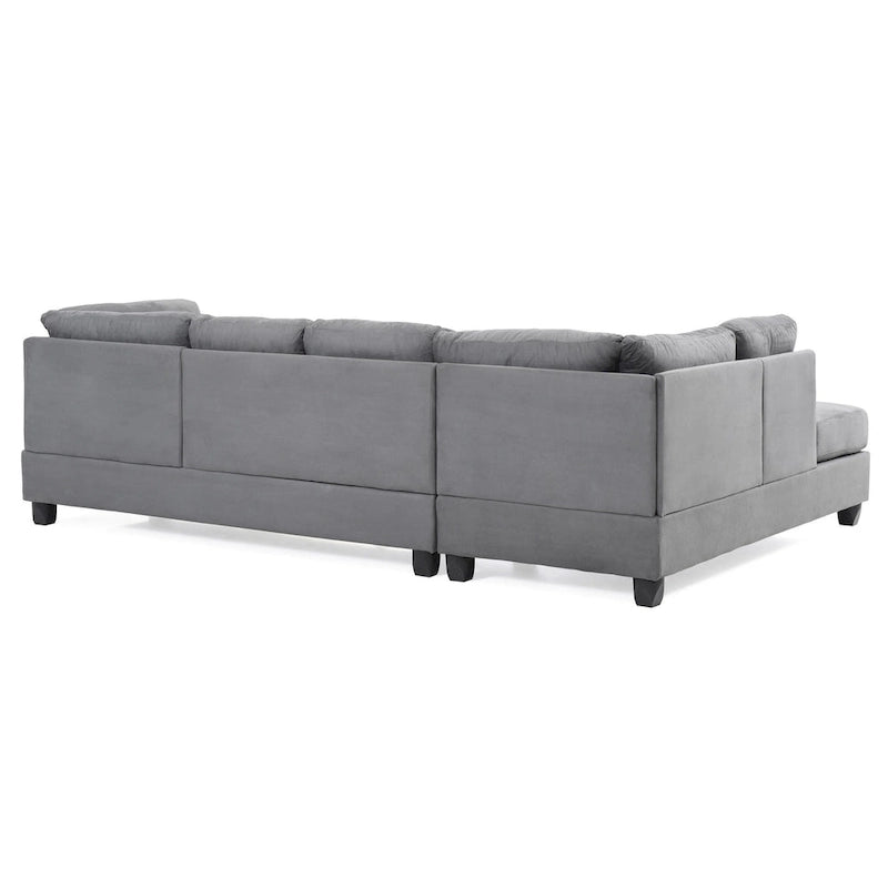 Malone 111 in. Suede 4-Seater Sectional Sofa with 2-Throw Pillow - 111 L x 78 W x 34 H