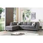 Malone 111 in. Suede 4-Seater Sectional Sofa with 2-Throw Pillow - 111 L x 78 W x 34 H