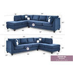 Malone 111 in. Suede 4-Seater Sectional Sofa with 2-Throw Pillow - 111 L x 78 W x 34 H