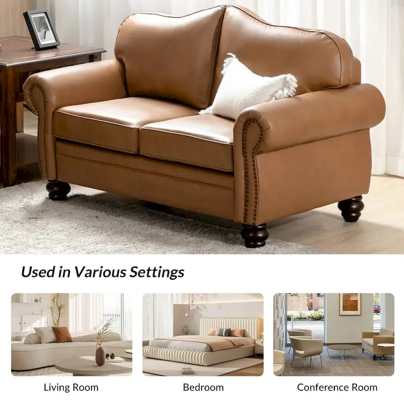 Angel Transitional Genuine Leather Sofa With Tufted Back by HULALA HOME