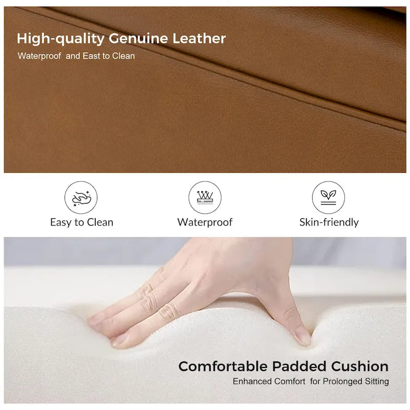 Angel Transitional Genuine Leather Sofa With Tufted Back by HULALA HOME