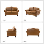 Angel Transitional Genuine Leather Sofa With Tufted Back by HULALA HOME