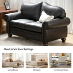 Angel Transitional Genuine Leather Sofa With Tufted Back by HULALA HOME