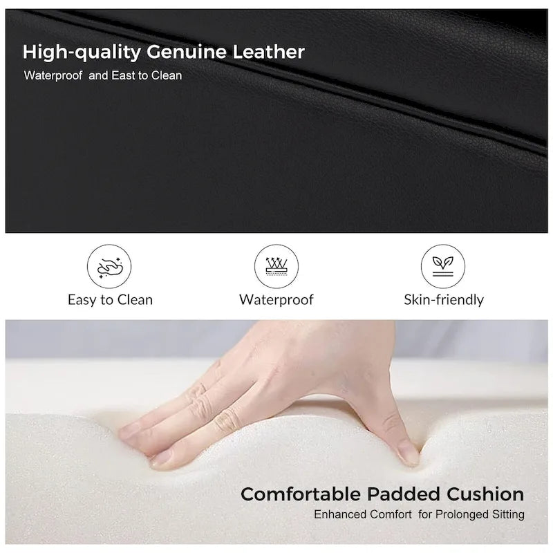 Angel Transitional Genuine Leather Sofa With Tufted Back by HULALA HOME