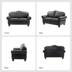 Angel Transitional Genuine Leather Sofa With Tufted Back by HULALA HOME