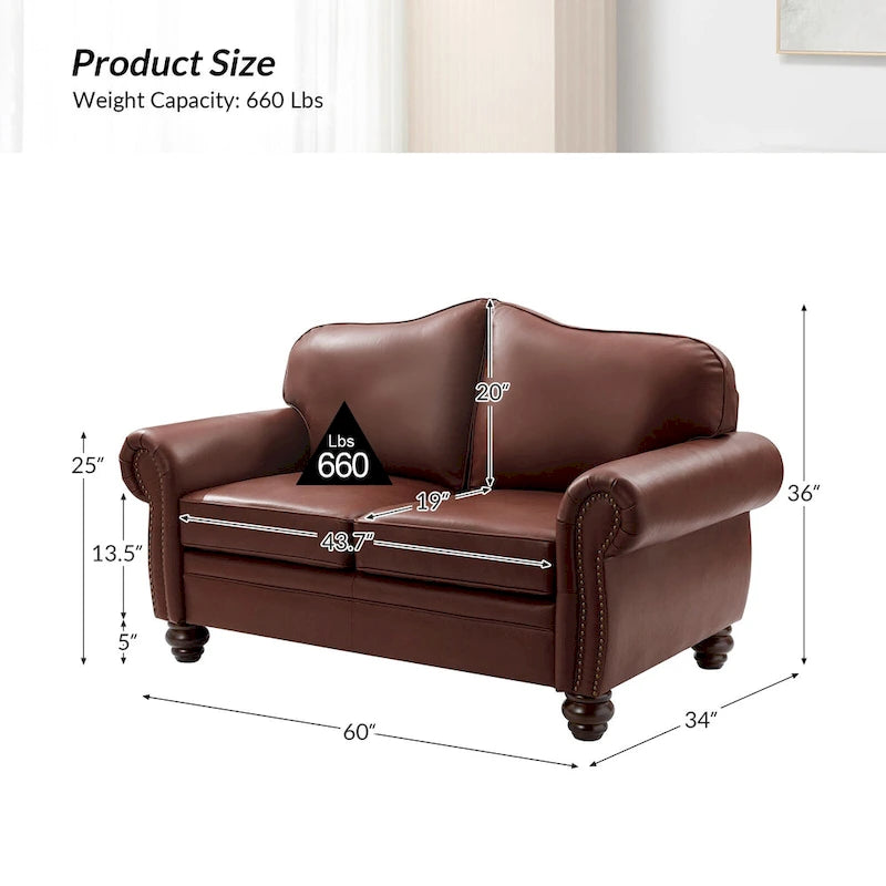 Angel Transitional Genuine Leather Sofa With Tufted Back by HULALA HOME