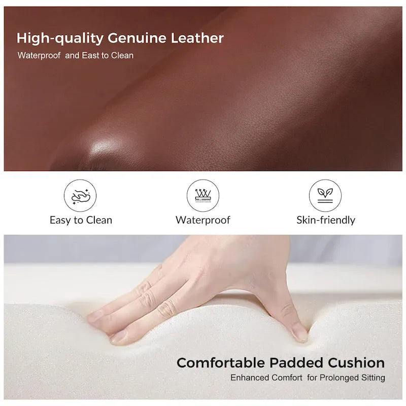 Angel Transitional Genuine Leather Sofa With Tufted Back by HULALA HOME