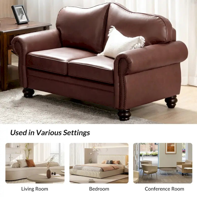 Angel Transitional Genuine Leather Sofa With Tufted Back by HULALA HOME