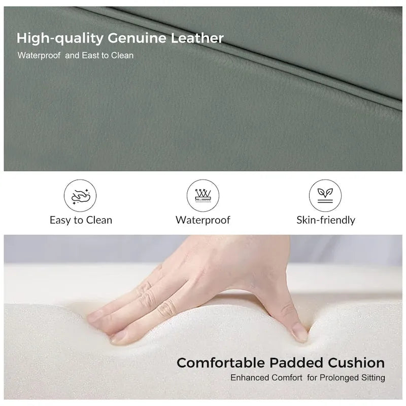 Angel Transitional Genuine Leather Sofa With Tufted Back by HULALA HOME