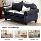 Angel Transitional Genuine Leather Sofa With Tufted Back by HULALA HOME