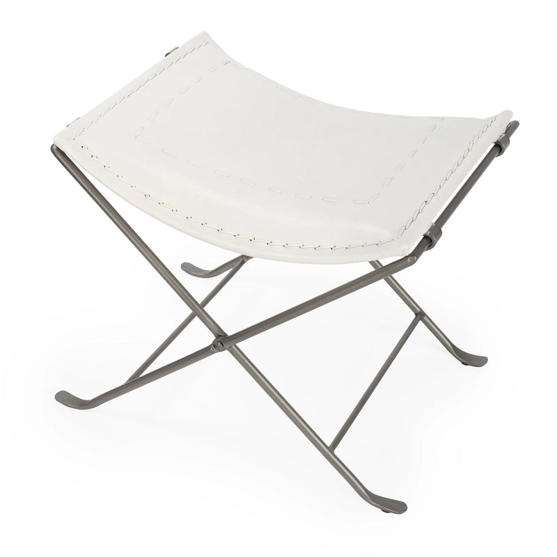 Handmade Butler Melton Leather Stool (India)