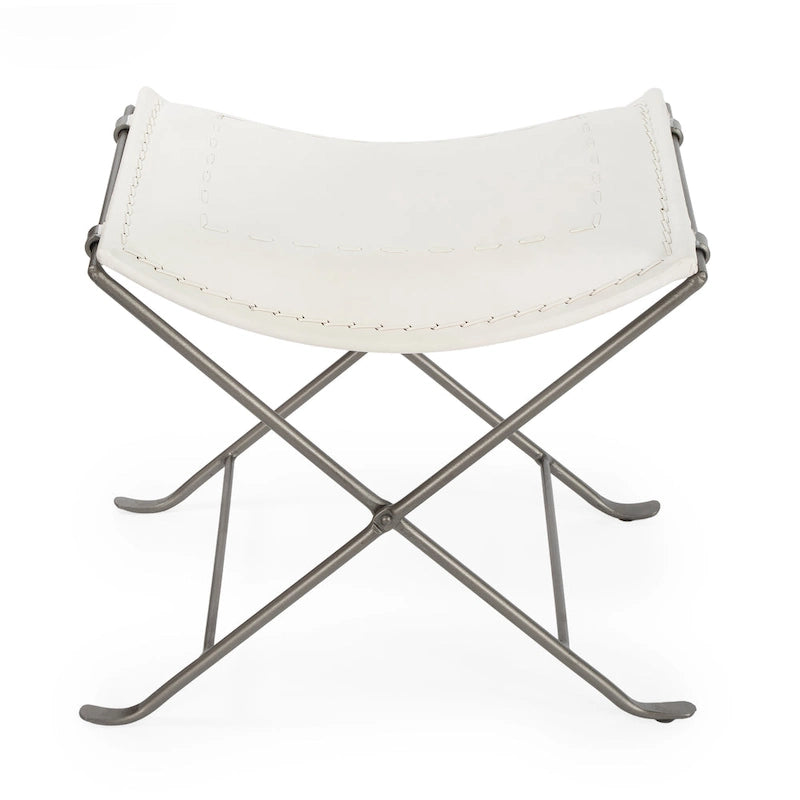 Handmade Butler Melton Leather Stool (India)