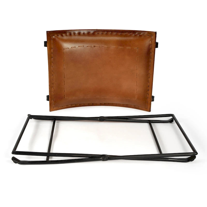 Handmade Butler Melton Leather Stool (India)