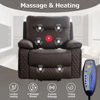 Modern Leather Power Reclining Heated Massage Chair for Elderly