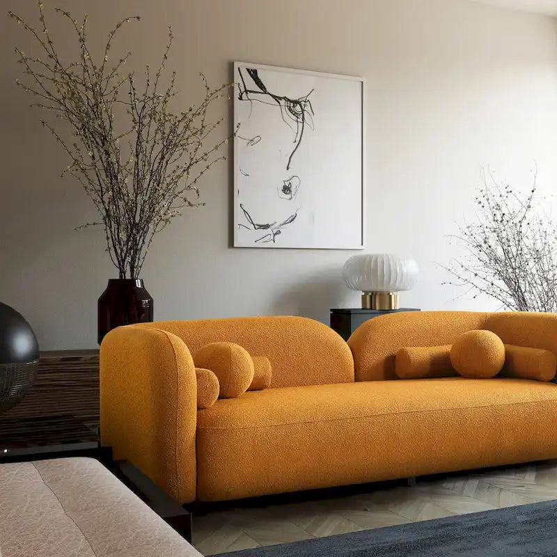 Milet Luxury Modern Boucle Fabric Curved Arm Sofa