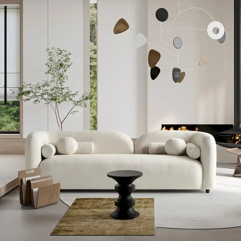 Milet Luxury Modern Boucle Fabric Curved Arm Sofa