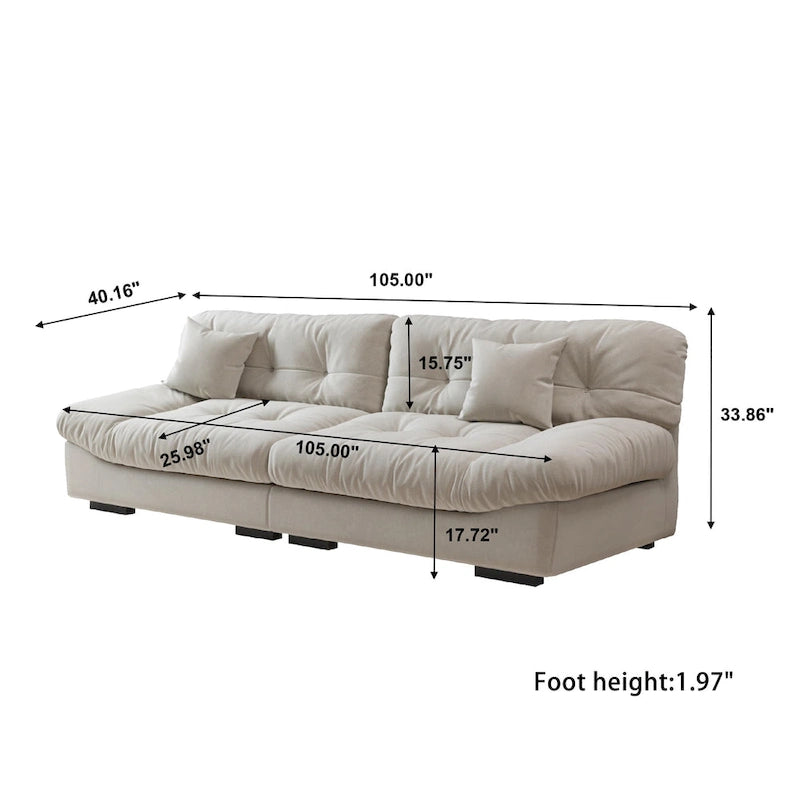 105  Minimalism Cloud Sofa Loveseat with Two Pillow