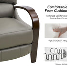 Alex Mid-century Modern Cigar Genuine Leather Manual Recliner with Wooden Curved Arms, Set of 2