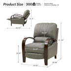 Alex Mid-century Modern Cigar Genuine Leather Manual Recliner with Wooden Curved Arms, Set of 2