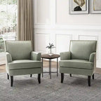 Nileus Modern Classic Polyester Accent Chair with Solid Wooden Legs Set of 2 by HULALA HOME