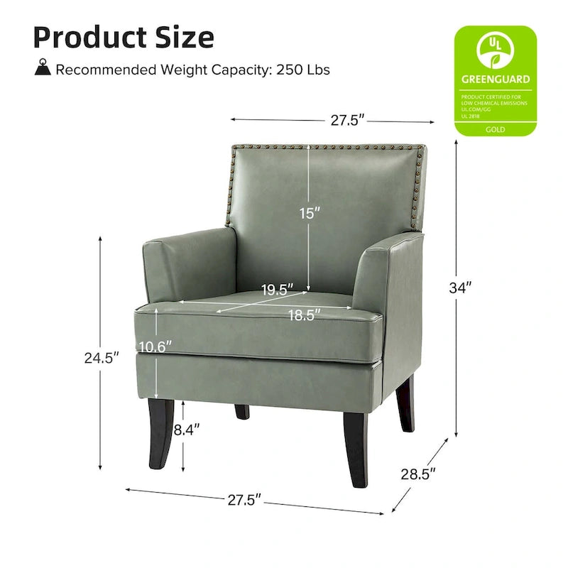 Nileus Modern Classic Polyester Accent Chair with Solid Wooden Legs Set of 2 by HULALA HOME