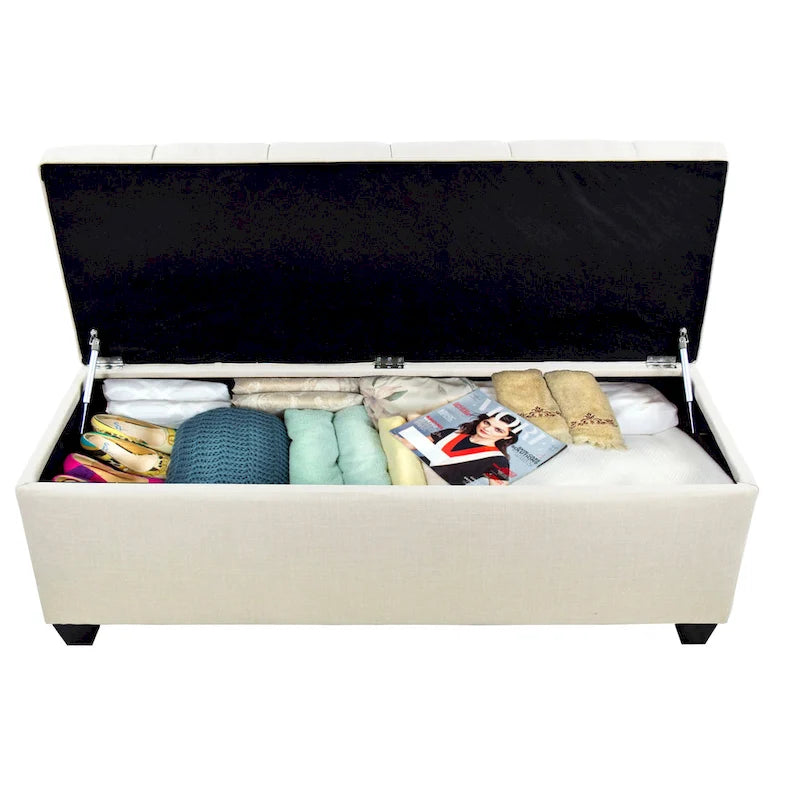 Sole Secret Diamond-tufted Linen Storage Bench