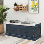 Entrance living room storage stool with removable mat and locker, 4 doors and adjustable shelves