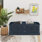 Entrance living room storage stool with removable mat and locker, 4 doors and adjustable shelves