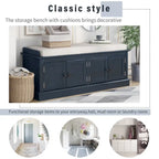 Entrance living room storage stool with removable mat and locker, 4 doors and adjustable shelves