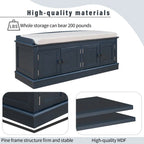 Entrance living room storage stool with removable mat and locker, 4 doors and adjustable shelves