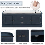 Entrance living room storage stool with removable mat and locker, 4 doors and adjustable shelves