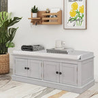 Entrance living room storage stool with removable mat and locker, 4 doors and adjustable shelves
