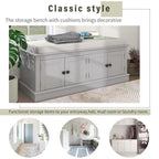 Entrance living room storage stool with removable mat and locker, 4 doors and adjustable shelves