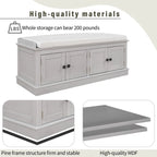 Entrance living room storage stool with removable mat and locker, 4 doors and adjustable shelves