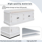 Entrance living room storage stool with removable mat and locker, 4 doors and adjustable shelves