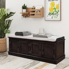 Entrance living room storage stool with removable mat and locker, 4 doors and adjustable shelves