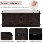 Entrance living room storage stool with removable mat and locker, 4 doors and adjustable shelves