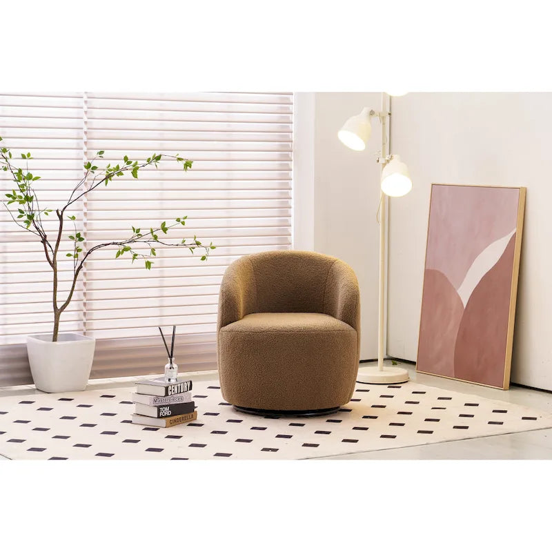 Teddy Fabric Swivel Accent Armchair Barrel Chair