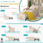 AECOJOY 3 in 1 Sleeper Sofa Chair w/ Pillow &Convertible Backrest