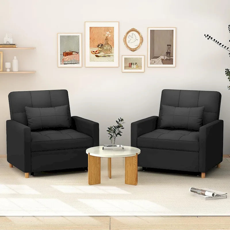 AECOJOY 3 in 1 Sleeper Sofa Chair w/ Pillow &Convertible Backrest