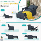 AECOJOY 3 in 1 Sleeper Sofa Chair w/ Pillow &Convertible Backrest