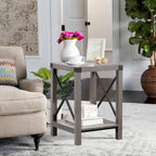 Ledel Rustic Farmhouse End Table Accent Side Table with Storage Shelf